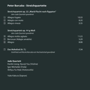 e56 CD / Peter Barcaba. String Quartets