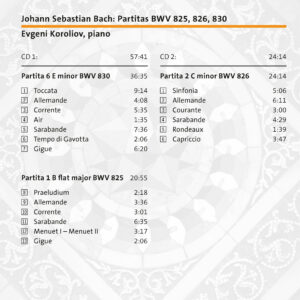265 CD / Johann Sebastian Bach: Partitas Part 1 BWV 825, 826, 830