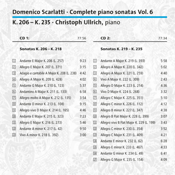 269 CD / Scarlatti: Complete Piano Sonatas Vol. 6 - Image 2