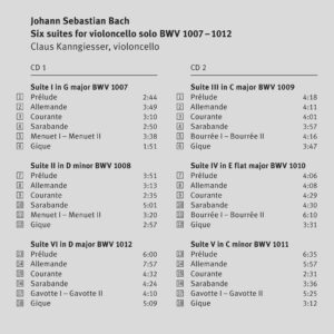 e46 CD / Johann Sebastian Bach: Six suites for violoncello solo