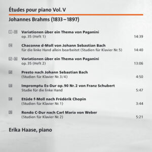 197 CD / Études pour piano Vol. V: Johannes Brahms