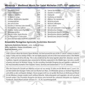 213 CD / Miracula. Medieval Music for Saint Nicholas