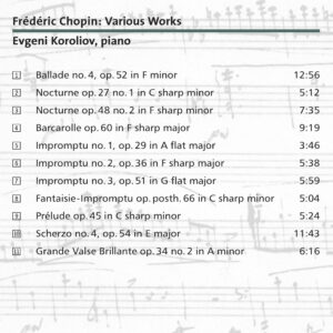 202 CD / Frédéric Chopin: Various Works. Evgeni Koroliov, piano