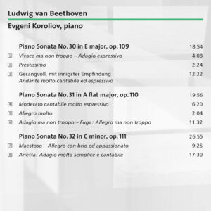 208 CD / Ludwig van Beethoven: Sonatas op. 109, 110 and 111