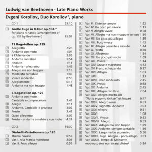 228 CD /  The Koroliov Series Vol. XX. Late Piano Works by Ludwig van Beethoven