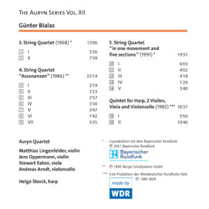 121 CD / Günter Bialas: String quartets no. 3, 4, 5, Harp quintet