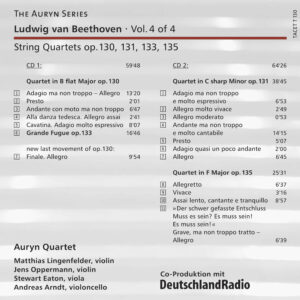 130 CD / L. v. Beethoven String Quartets ⋅ Vol. 4 of 4 op. 130, 131, 133, 135