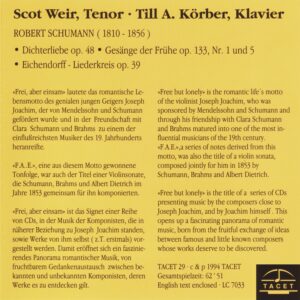 029 CD / Frei aber einsam Vol. 1: Robert Schumann