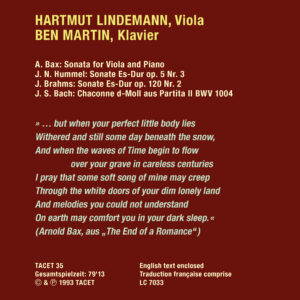 035 CD / Hartmut Lindemann, Viola