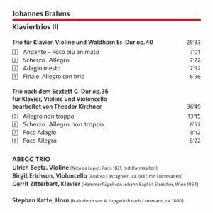 147 CD / Johannes Brahms: Piano Trios Vol. III