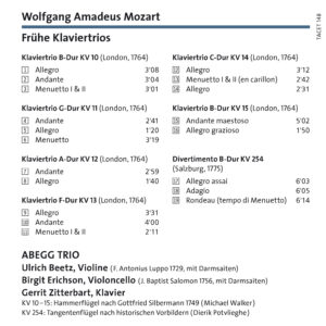 148 CD / Mozart: Klaviertrios KV 10-15, Divertimento KV 254