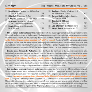 158 CD / The Welte Mignon Mystery Vol. VIII: Elly Ney