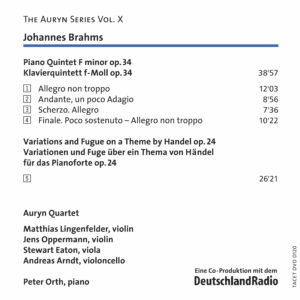 120 DVD-A / Johannes Brahms: Piano Quintet F minor op. 34, Handel Variations op. 24