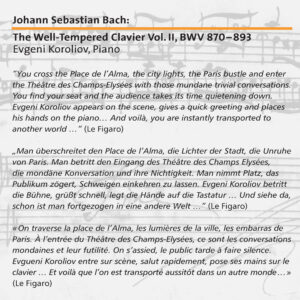 104 CD / Johann Sebastian Bach: Das Wohltemperierte Klavier II