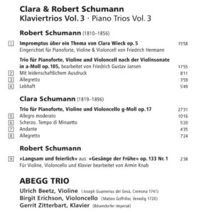 061 CD / Clara & Robert Schumann. Piano Trios Vol. 3