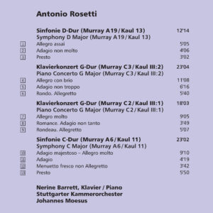 067 CD / Antonio Rosetti: Symphonies, Piano Concertos