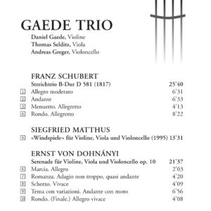072 CD / Gaede Trio. Schubert, Matthus, Dohnány