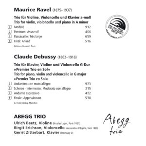 075 CD / Maurice Ravel, Claude Debussy. Piano Trios