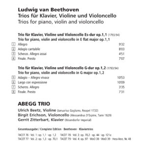 076 CD / Beethoven. Piano Trios Vol. I