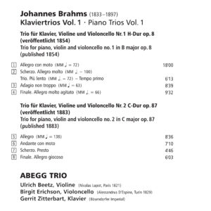 084 CD / Johannes Brahms. Piano Trios Vol. 1