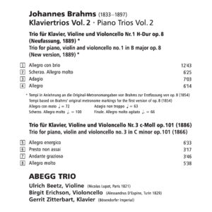 085 CD / Johannes Brahms. Piano Trios Vol. 2