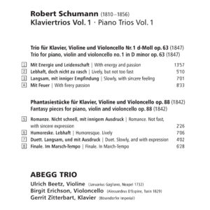 086 CD / Robert Schumann Klaviertrios Vol. 1