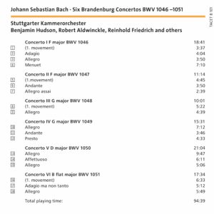 101 DVD-A / Johann Sebastian Bach: Six Brandenburg Concertos