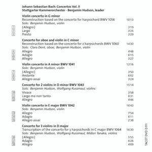 111 DVD-A / Johann Sebastian Bach. Concertos Vol. II