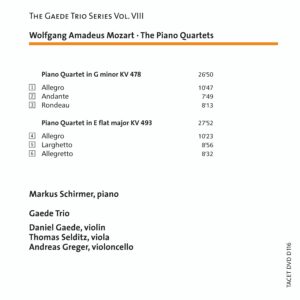 116 DVD-A / Wolfgang Amadeus Mozart: The Piano Quartets KV 478 and 493