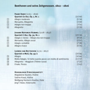 e26 CD / Beethoven und seine Zeitgenossen. Streichquartette