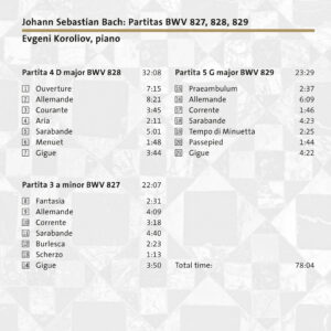 266 CD / Johann Sebastian Bach: Partitas Part 2 BWV 827, 828, 829